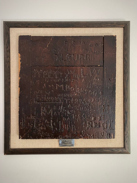 Rare Late 19th-Early 20th Century Heavily Graffitied Section Of A Leeds Grammar School Desk Founded 1552