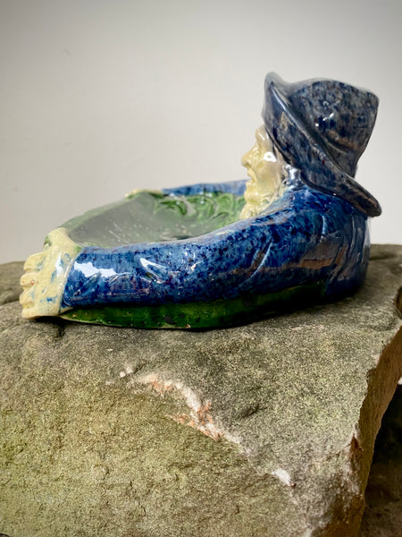 Antique 19th Century Ceramic Tip Tray In The Form Of A Fisherman