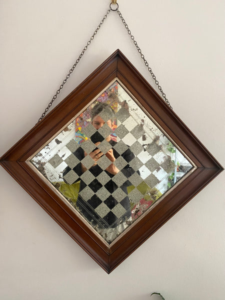 Curious Early 20th Century Folk Art ‘Gypsy Mirror’ Or Checkers Board