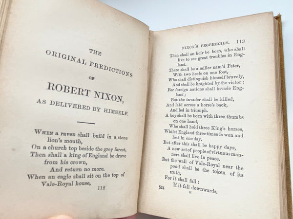 Scarce Antique Prophecies Of Mother Shipton, Robert Nixon & Martha The Gipsy Book 1866 - Source Vintage