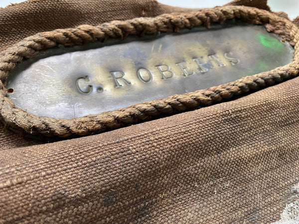 Large Antique 19th Century Brass Sailor’s Nameplate From A Royal Navy Or Merchant Seaman’s Kit Bag 22x30cm