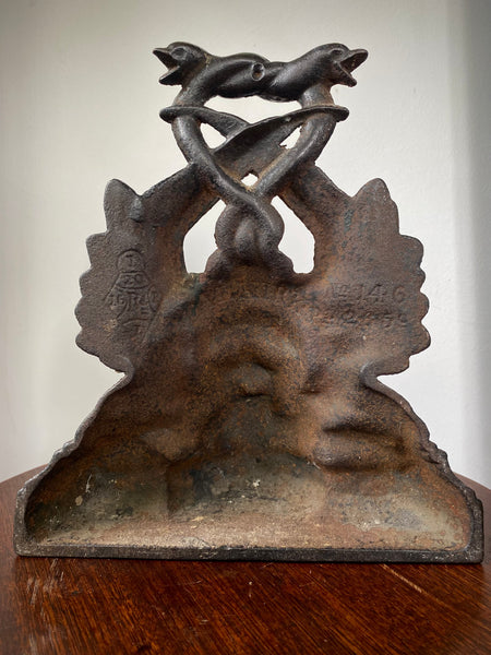Antique 19th Century Victorian Cast Iron Door Porter In The Form Of Medusa