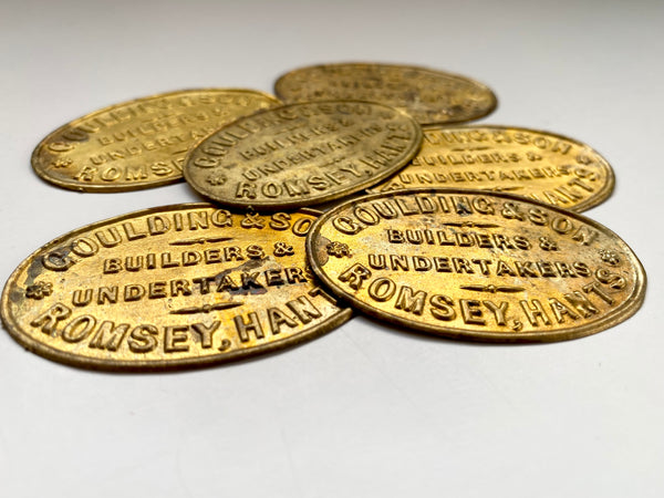 Antique Edwardian Gilt Metal Coffin Plaques Goulding & Son Builders & Undertakers