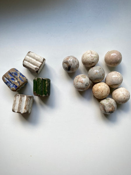 Antique 18th & 19th Century Games Lot Knucklebones & Marbles
