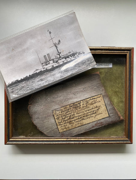 Rare Section Timber From 19th Century Royal Navy Battleship HMS ‘Victoria’, With Period Handwritten Manuscript Label Provenance