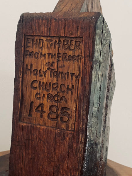 Rare Antique 15th Century End Timber From The Roof Of Holy Trinity Church c.1485