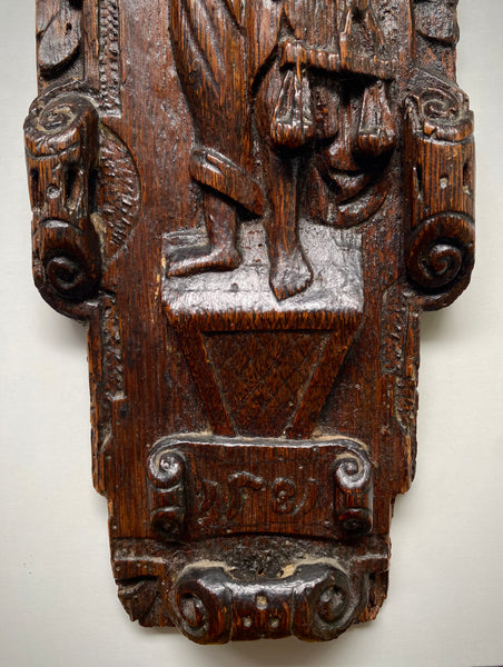 Rare Antique 16th Century Oak Carving Of Justice Dated 1581