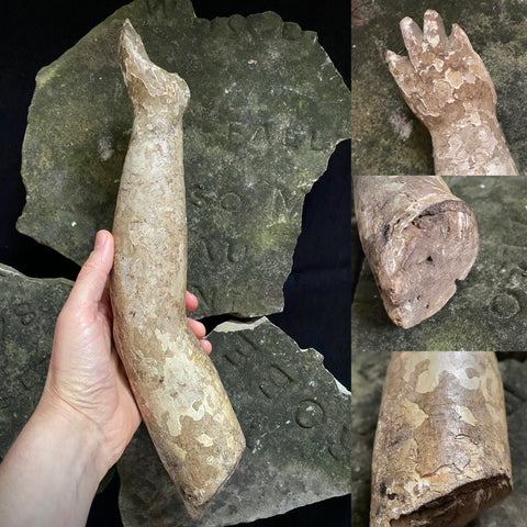 Antique 16th-17th Century Large Polychrome Wooden Arm Fragment