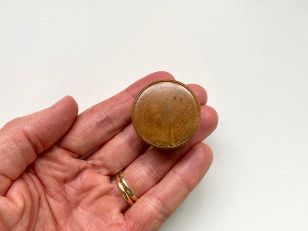 Antique 19th Century Treen Box With Wafer Seal Impression Inside