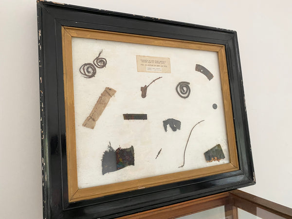 Rare Antique WW1 Framed Crash Debris From 1st Zeppelin Shot Down On British Soil Cuffley