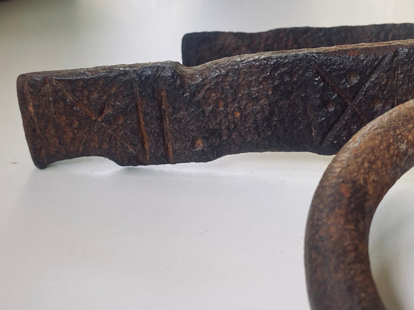 Rare Antique 18th Century Lever Arm Door Handle Latch With Collection Of Apotropaic Or ‘Witches Marks’