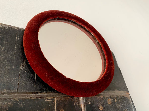 Antique 19th Century Victorian Gothic Deep Red Velvet Mirror