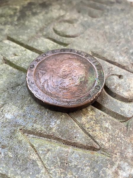 Antique 18th Century Georgian Cartwheel Penny With Curious Indentation Bullet Hole…?