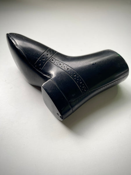 Charming Antique 19th Century Folk Art Carved Cannel Coal Boot Ornament