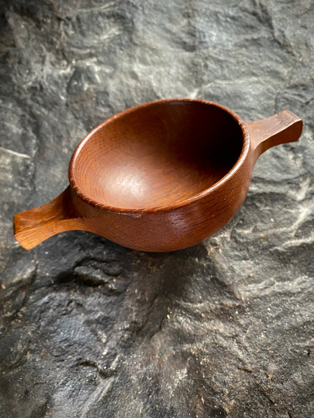 Curious 19th C. Treen Quaich & Period Label Stating From Roof Of Cardinal Beaton’s House, Cowgate, Edinburgh