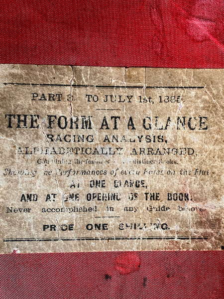 Antique 19th Century Horse Racing Form Book Dated 1885 - Source Vintage
