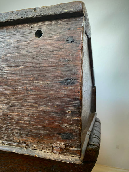 Antique 17th Century Oak Bible Box Dated 1654, Initialled, Heavily Carved, Cryptic Text & Symbols, Faint Protection Mark To One Side