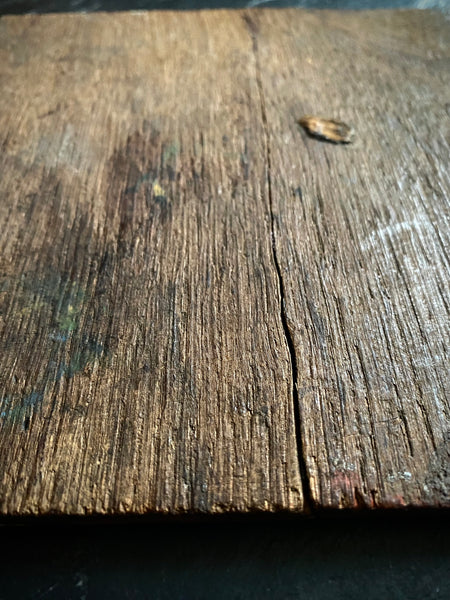 Curious Antique 18th - Early 19th Century Folk Art Painting On Board Of A Medieval Beast