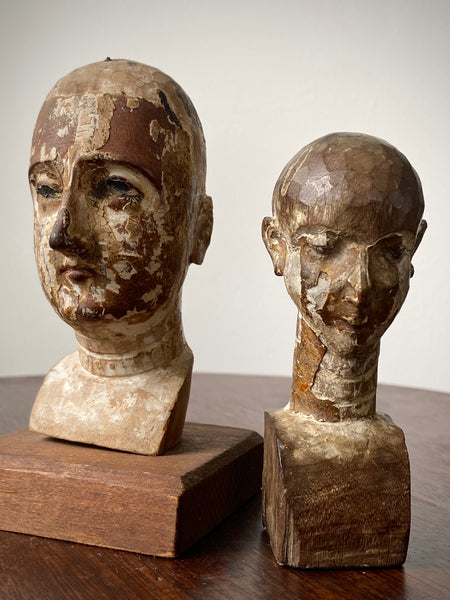 Antique 18th Century Santos Head On Later Stand