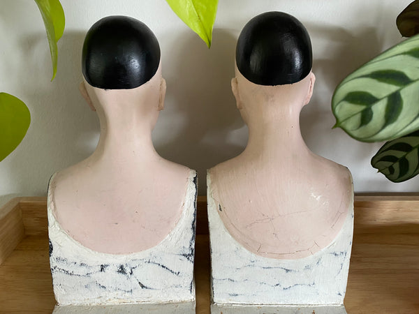 Pair Of Curious Vintage Art Deco Figural Bookends