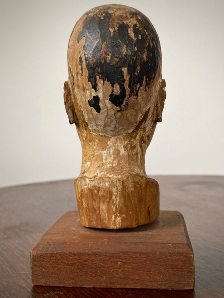 Antique 18th Century Santos Head On Later Stand