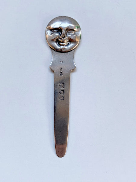 Antique Hallmarked Silver London 1893 S Mordan Novelty Man In The Moon Bookmark