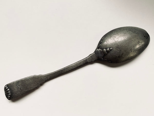 Antique 18th Century Folk Art Wrigglework Engraved Pewter Spoon - St Bartholomew