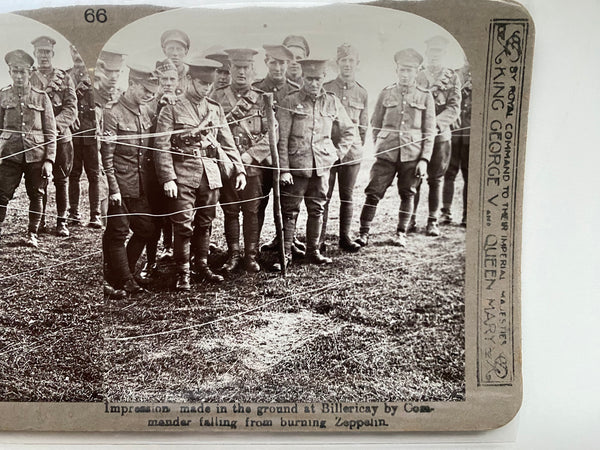 WW1 Military Stereoview Of The Macabre Zeppelin Fall In Billericay Essex