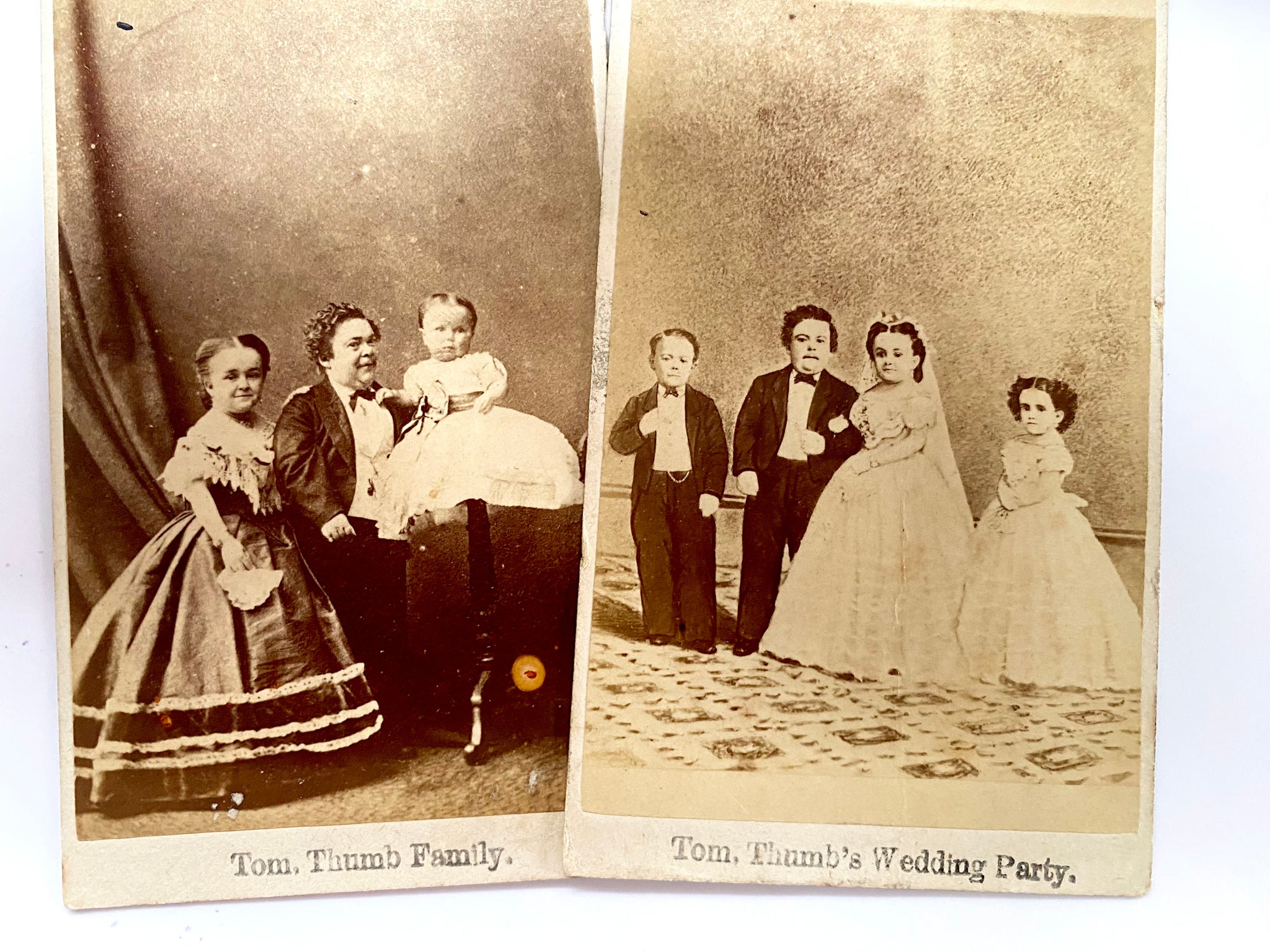 Pair Rare Antique Carte De Visites Of Tom Thumb’s Wedding - Source Vintage