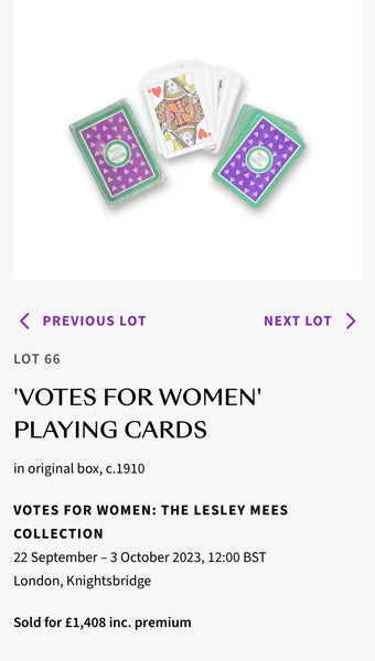 Rare Set Original Antique Early 20th Century Suffragette ‘Votes For Women’ Playing Cards c.1910 - Source Vintage
