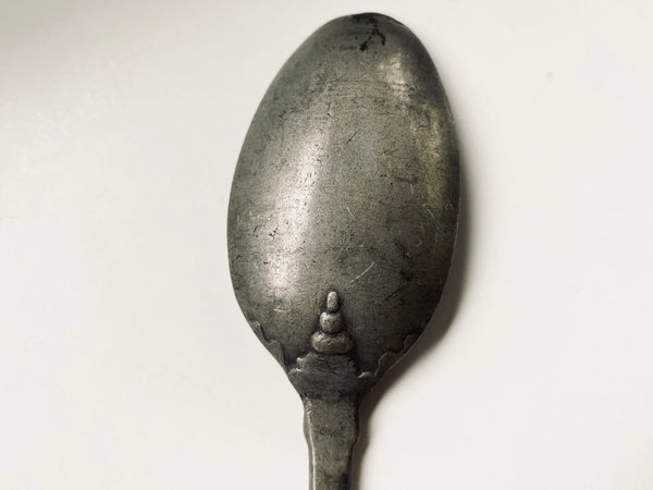 Antique 18th Century Folk Art Wrigglework Engraved Pewter Spoon - St Bartholomew