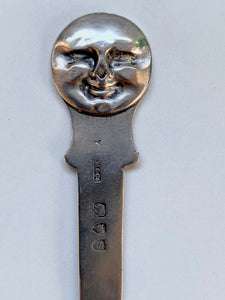 Antique Hallmarked Silver London 1893 S Mordan Novelty Man In The Moon Bookmark