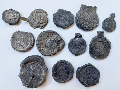 Collection Of Antique 18th Century Lead Sack Seals