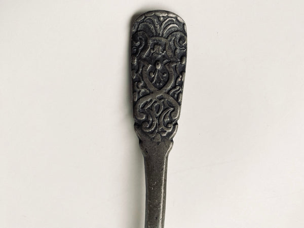 Antique 18th Century Folk Art Wrigglework Engraved Pewter Spoon - St Bartholomew