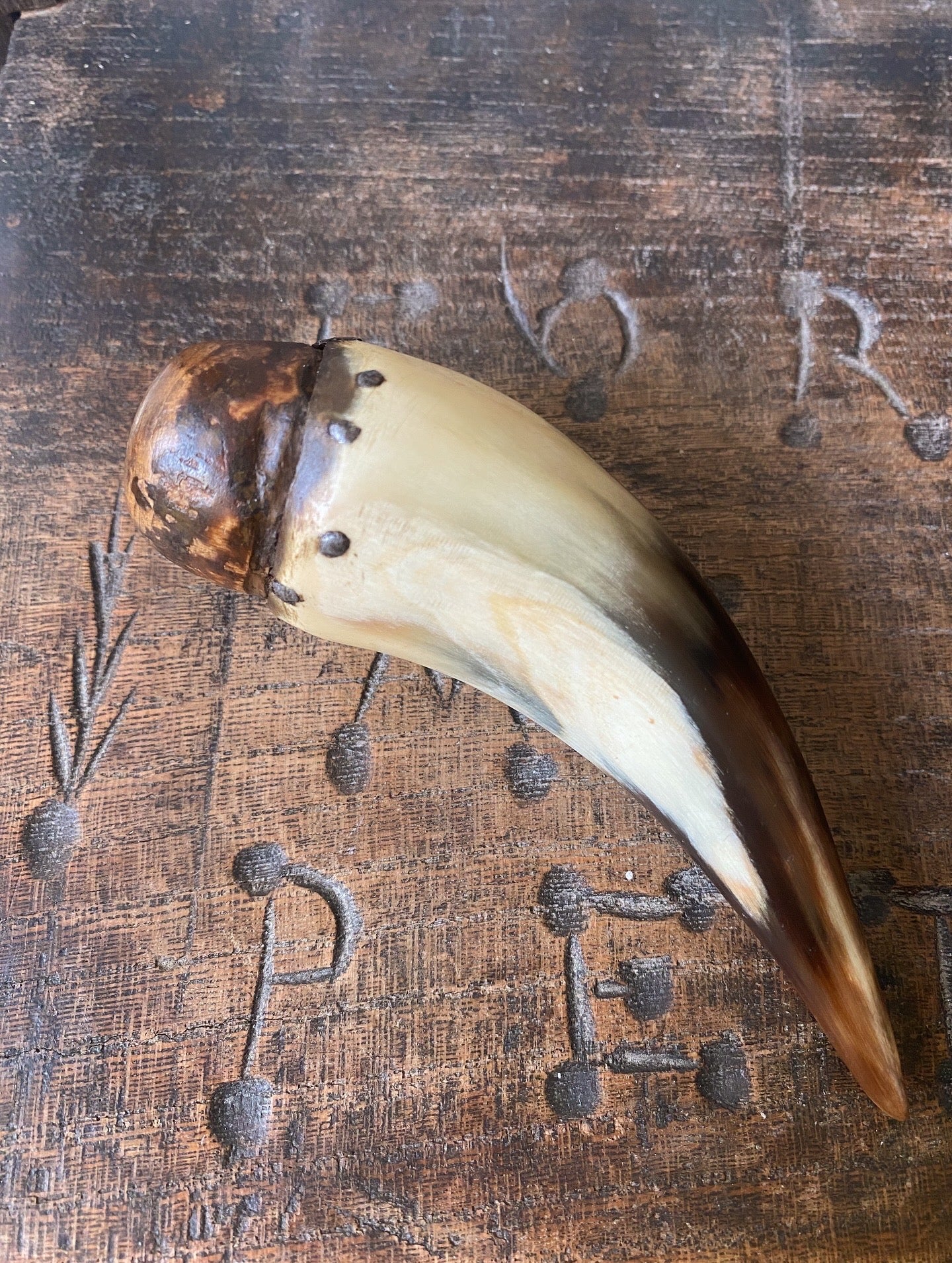 Rare Early Antique 19th Century Folk Art Horn & Wood Sailor Made Fid