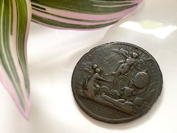 Antique 1757 Frederick II the Great Battle of Prague Bronze Medal - Source Vintage