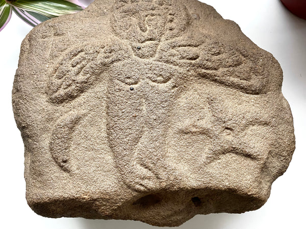 A Crude And Highly Naive Carved Antique Stone Stela Fragment, Reputedly Salvaged From A Church Wall In Derbyshire - Source Vintage
