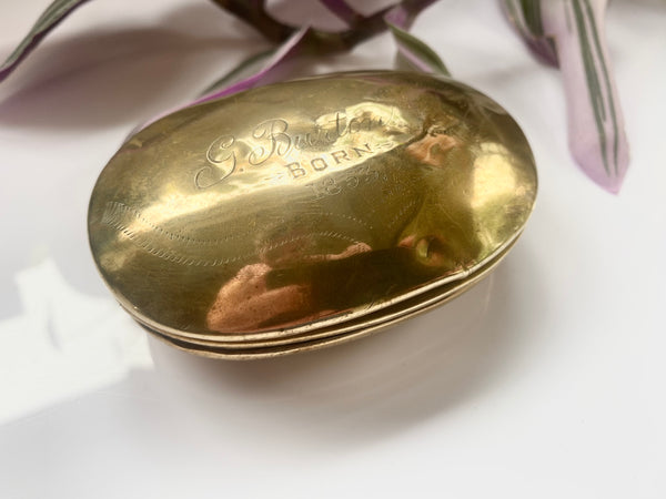 Antique 19th Century Snuff Box & Spoon Named & Dated 1853 - Source Vintage