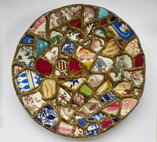 Antique 19th Century Folk Art Pique Assiette Mosaic Plate c.1890 - Source Vintage