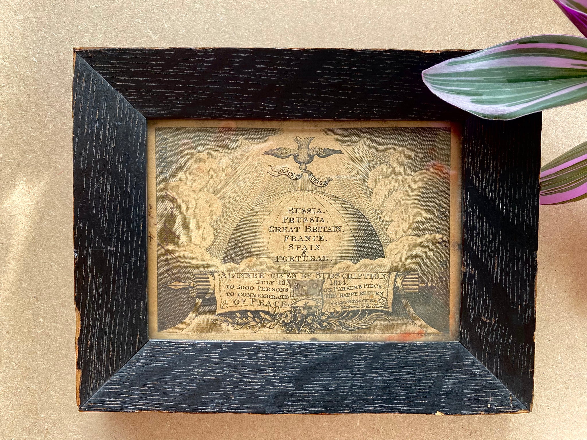 A Very Rare Framed Invitation To Peace Festival To Mark End Of Napoleonic Wars Dated 1814 - Source Vintage