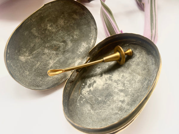 Antique 19th Century Snuff Box & Spoon, Named & Dated 1853 - Source Vintage