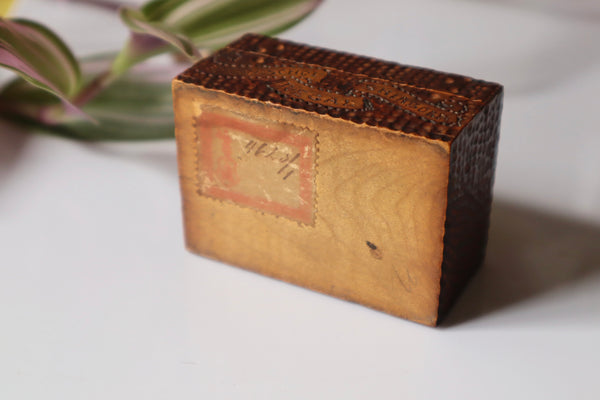 Rare Antique Pokerwork Box Made By Pupil Of Renowned Sherborne School c.1900 - Source Vintage