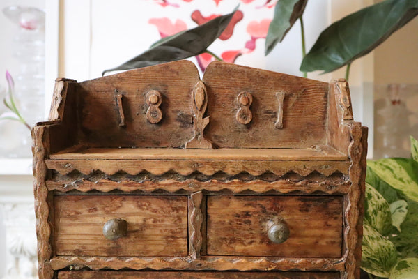 Antique Victorian Miniature Scratch Built Folk Art Sweetheart Drawers 1881 - Source Vintage