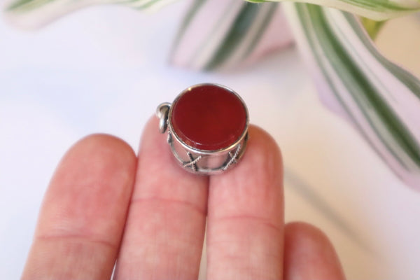 Antique Novelty Silver Carnelian & Bloodstone Fob In The Form Of A Drum - Source Vintage