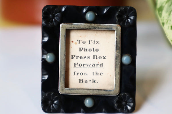 Antique Miniature Photo Frame With Cabochons And Flowers - Source Vintage