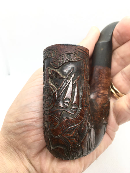 Rare Boer War Carved Briar Pipe Gift From Clr Sgt McDonald To Sgt Maj Shepperd - Source Vintage