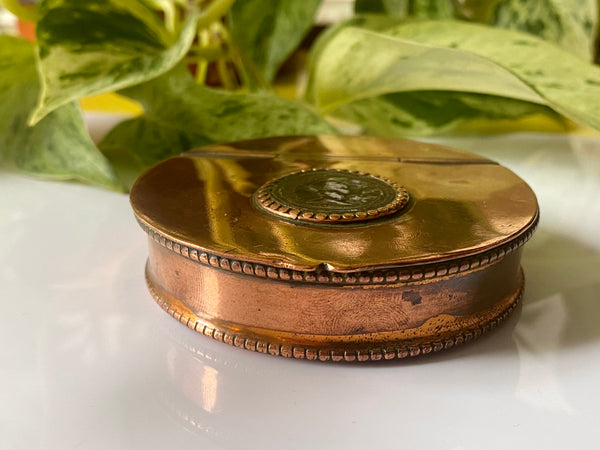 Antique 18th/19th Century Trench Art Snuff Box With George III Coin & Love Poem - Source Vintage