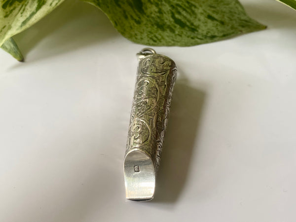 Very Ornate Antique Victorian Sterling Silver Chatelaine Whistle Birmingham 1888 - Source Vintage