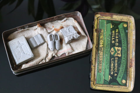 Rare WW1 Gallipoli Campaign Carved Stone Trench Art In Soldier’s Original Tin - Source Vintage
