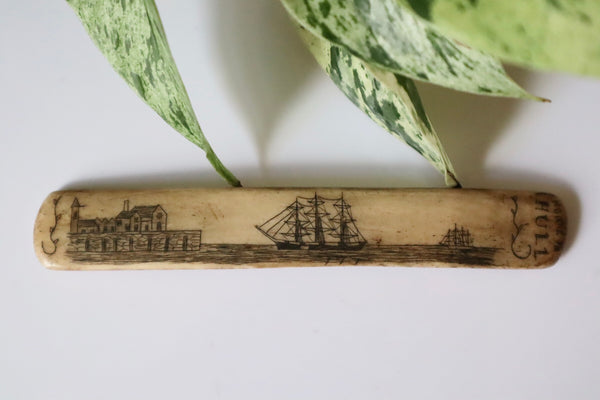 Antique 19th Century Sailor Carved Scrimshaw Sweetheart Love Token Busk ‘Home To Hull’ - Source Vintage